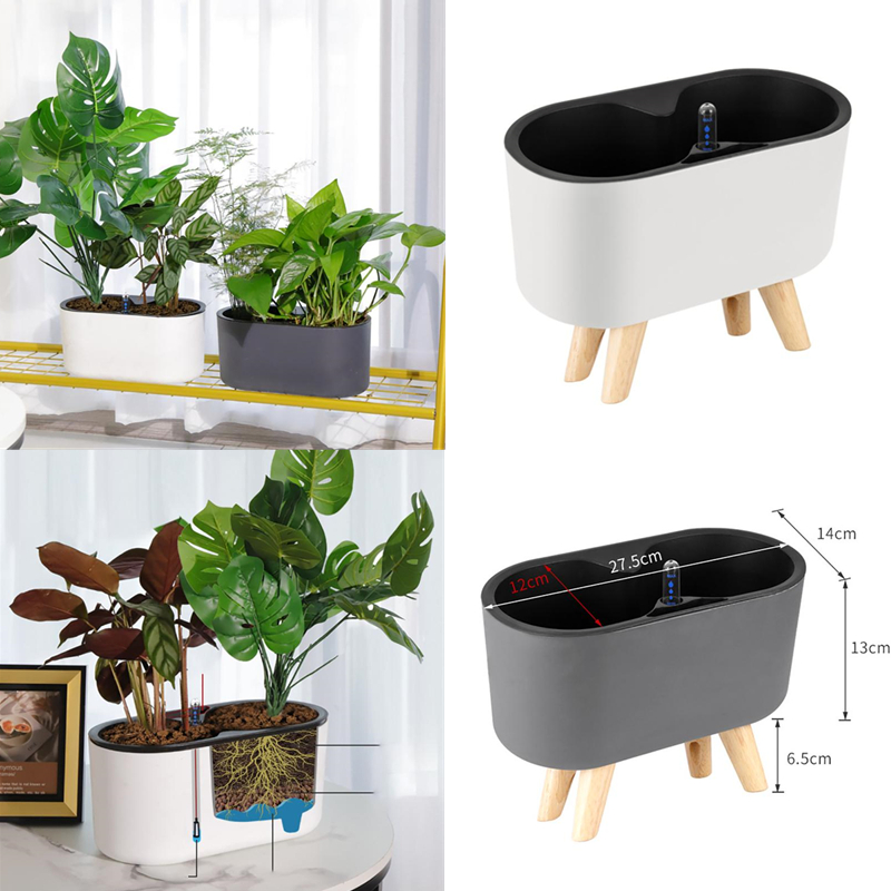 Automatic Plant Waterer - Kapalı bitki göstergesi ile ahşap bacak